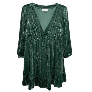 Motherhood Maternity Velvet Holiday Mini Dress XL Green Christmas Pregnancy